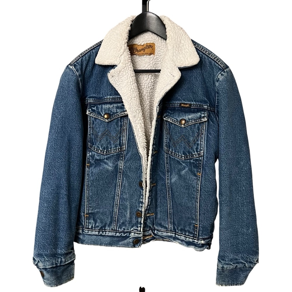 VTG Wrangler Western Sherpa Denim Jacket Blue Small Cowboy Yellowstone Country